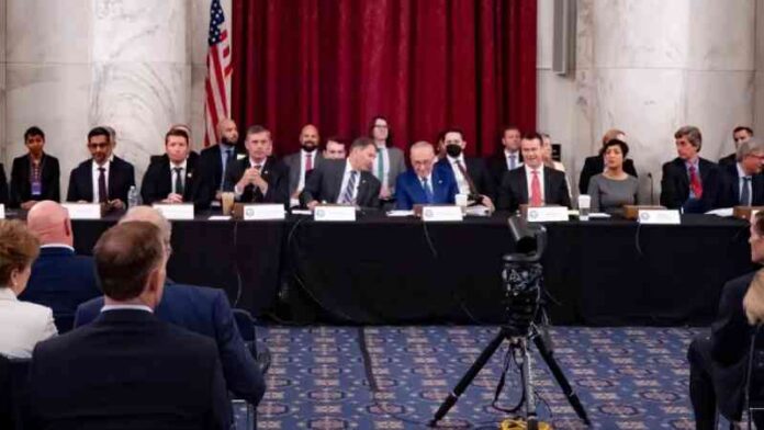 The meeting of executives of large technology companies with US senators regarding AI
